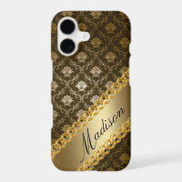 Gold Damask Girly Shiny Elegant Personalise Name