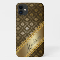 Gold Damask Girly Shiny Elegant Personalise Name