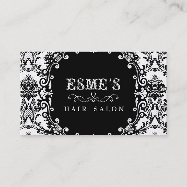GOLD Damask Hair Salon Stylist Business Card (Front)