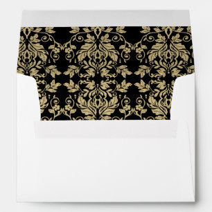 Gold Damask Inside White Envelope