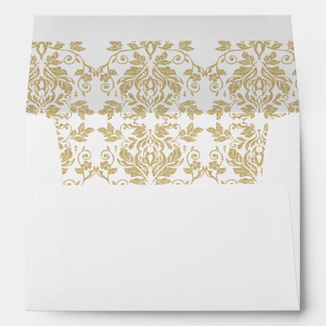 Gold Damask Inside White Envelope (Back (Bottom))