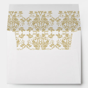 Gold Damask Inside White Envelope