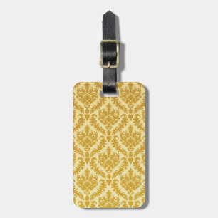 Gold damask luggage tag