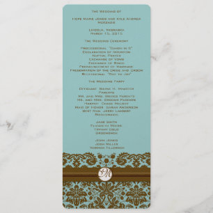 Gold Damask Monogram Wedding Program Programme