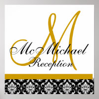 Gold Damask Monogram Wedding Reception
