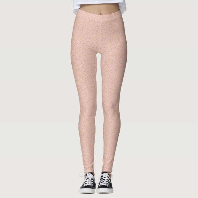 Gold Damask on Pink Leggings - Easter Yoga Pants (Front)