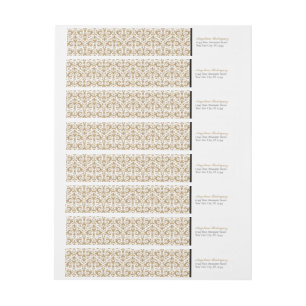 Gold Damask Pattern Graduation Wrap Around Label