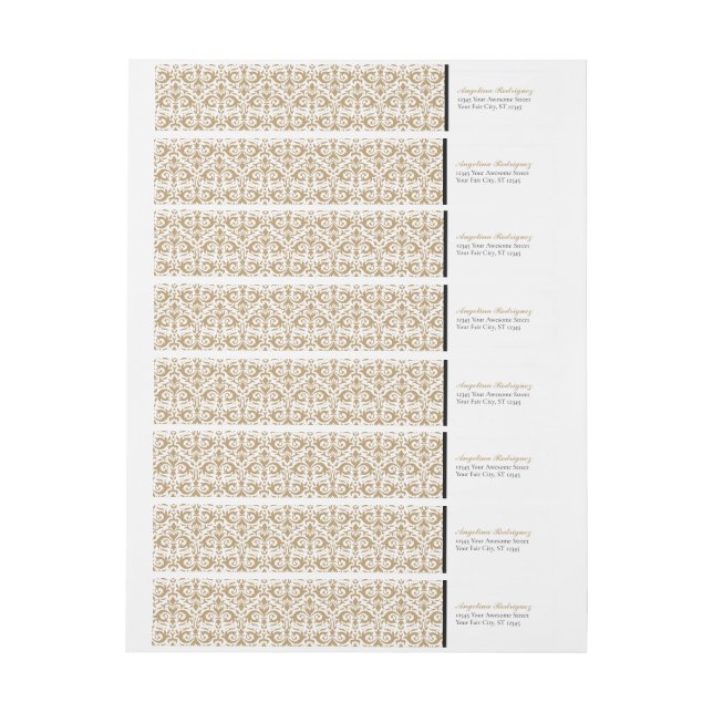 Gold Damask Pattern Graduation Wrap Around Label (Sheet)