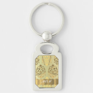Gold damask personalised mother key ring