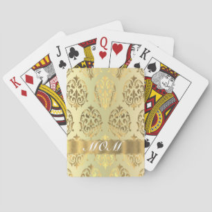 Gold damask personalised mother playing cards