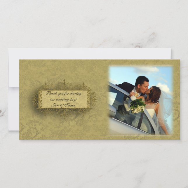Gold Damask Photo Card (Front)