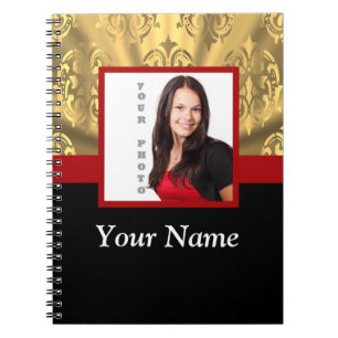 gold damask photo template notebook