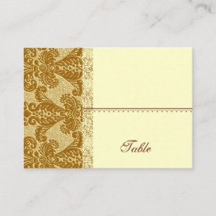 Gold Damask Place Card - Wedding Party