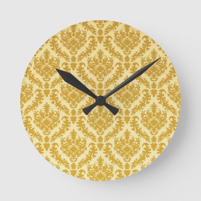 Gold damask round clock (Front)