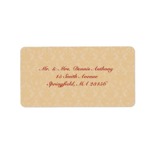 Gold Damask Shipping Address Label