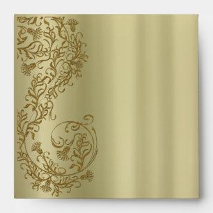 Gold damask Square Invitation Envelopes
