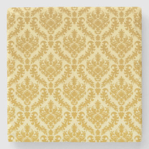 Gold damask stone coaster
