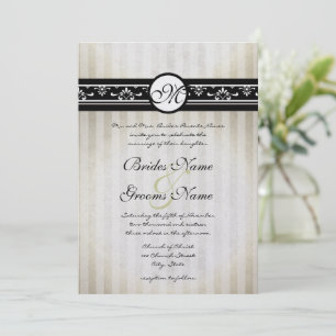 Gold Damask Swirls Wedding Invitation 5x7