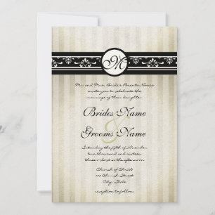 Gold Damask Swirls Wedding Invitation 5x7