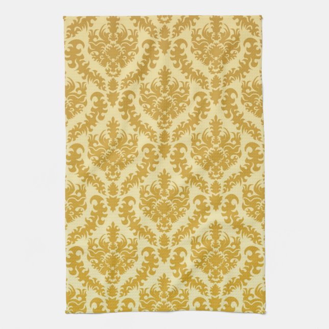Gold damask tea towel (Vertical)