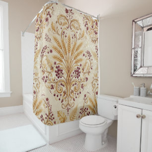 Gold Damask Vintage Floral Pattern Design Shower Curtain