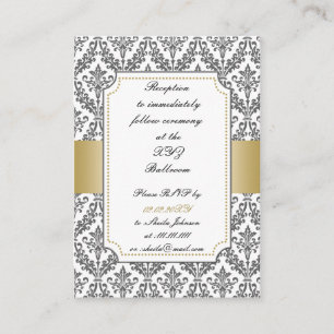 gold damask wedding Reception Cards