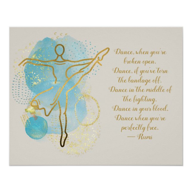 Gold Dancer Line Art Rumi Quote Poster (Front)