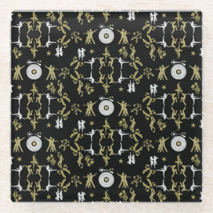Gold Dancer Patterned Home Decor Glass Coaster
