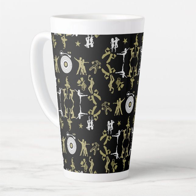Gold Dancer Patterned Home Decor Latte Mug (Left Angle)