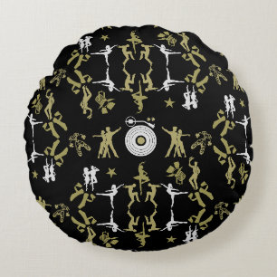 Gold Dancer Patterned Home Decor Round Cushion