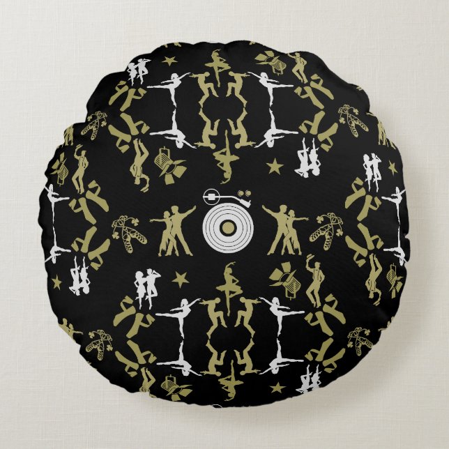 Gold Dancer Patterned Home Decor Round Cushion (Front)