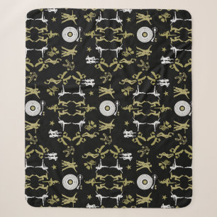 Gold Dancer Patterned Home Decor Sherpa Blanket