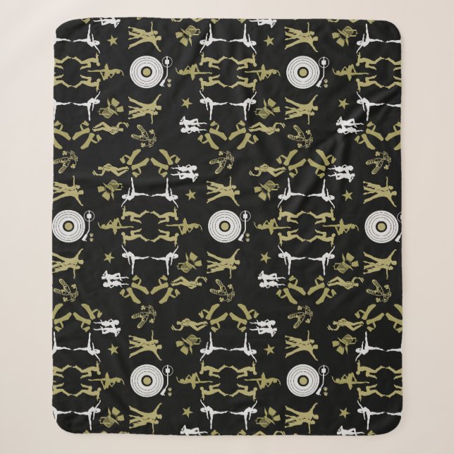 Gold Dancer Patterned Home Decor Sherpa Blanket (Front)