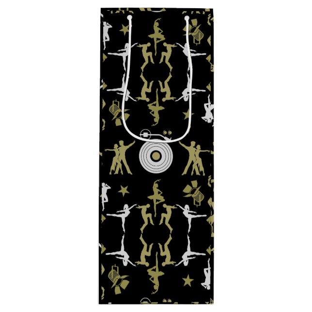 Gold Dancer Patterned Home Decor Wine Gift Bag (Front)