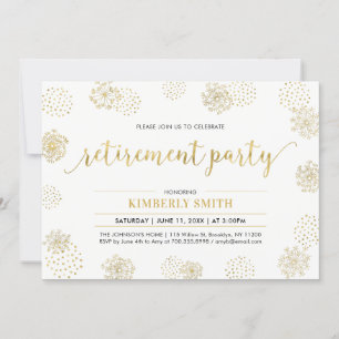 Gold Dandelion   Stylish Modern Retirement Party Invitation