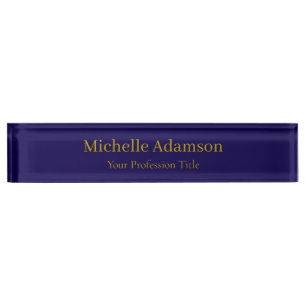 Gold & Dark Blue Color Professional Plain Modern Nameplate
