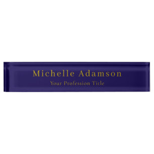 Gold & Dark Blue Color Professional Plain Modern Nameplate