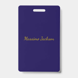 Gold & Dark Blue Color Professional Plain Own Name ID Badge