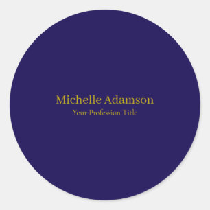 Gold & Dark Blue Colour Professional Plain Modern Classic Round Sticker
