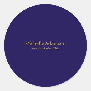 Gold & Dark Blue Colour Professional Plain Modern Classic Round Sticker