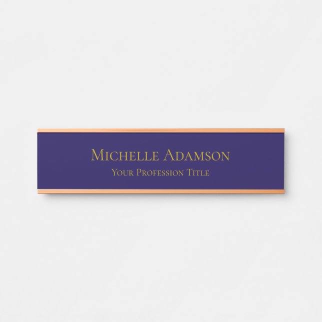 Gold & Dark Blue Colour Professional Plain Modern Door Sign (Front)