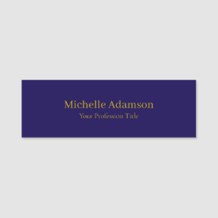 Gold & Dark Blue Colour Professional Plain Modern Name Tag