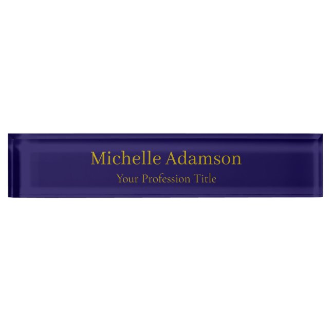 Gold & Dark Blue Colour Professional Plain Modern Nameplate (Front)