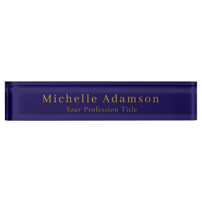 Gold & Dark Blue Colour Professional Plain Modern Nameplate (Front)