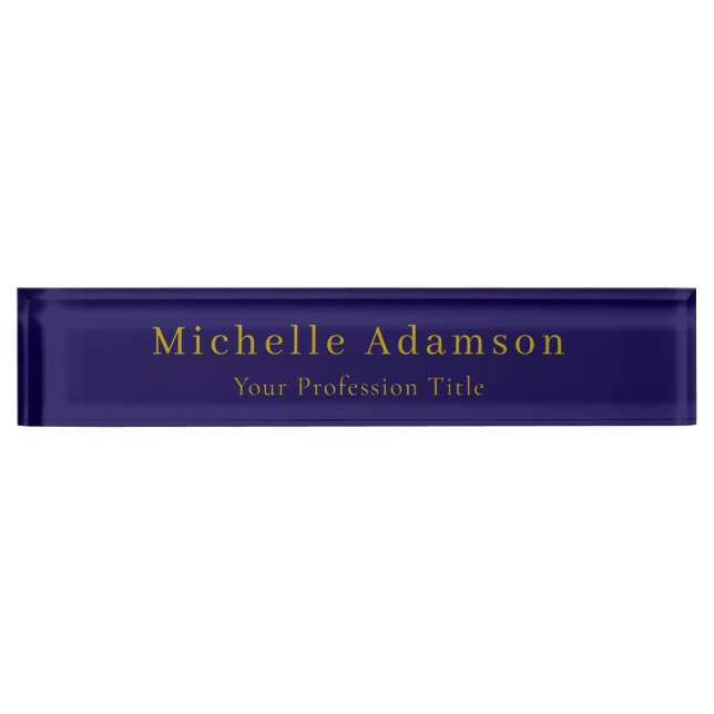 Gold & Dark Blue Colour Professional Plain Modern Nameplate (Front)
