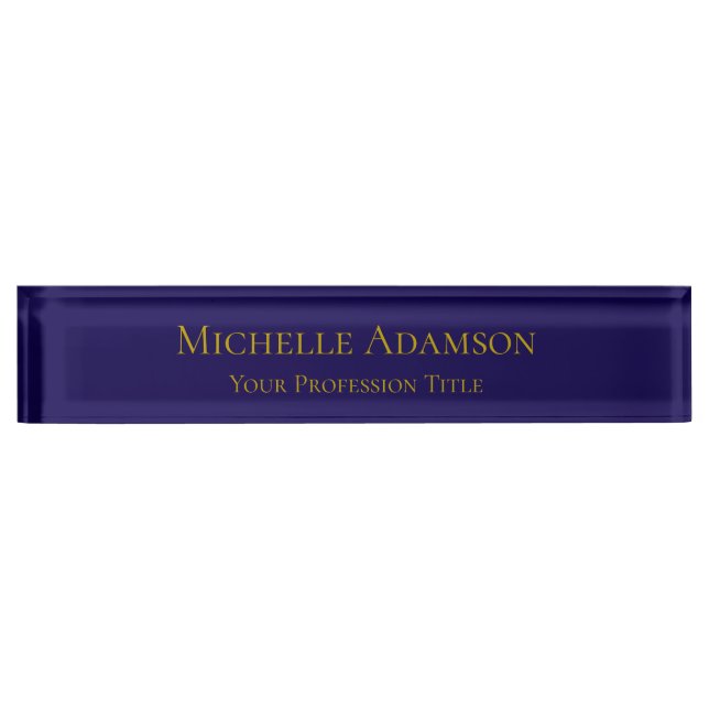 Gold & Dark Blue Colour Professional Plain Modern Nameplate (Front)