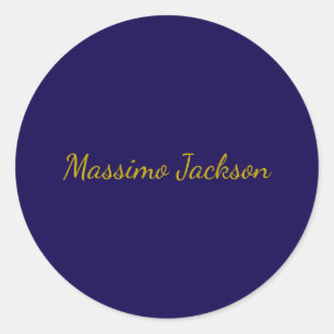 Gold & Dark Blue Colour Professional Plain Own Nam Classic Round Sticker