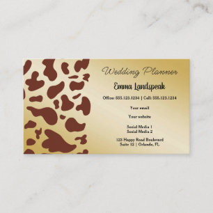 Gold & Dark Brown Cow Print  Business Card