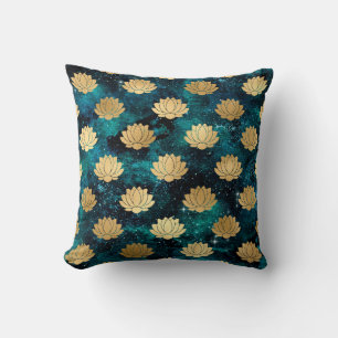Gold & Dark Green Galaxy Dharma Mandala Pattern Cushion