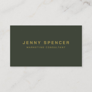 Gold dark Green Minimalist QR Code Professional Business Card